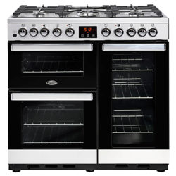 Belling Cookcentre Deluxe 90DFT Dual Fuel Range Cooker Stainless Steel / Black